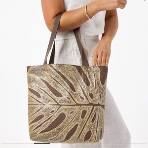SOLD NEW ALOHA Collection Reversible Tote in Luster Coconut Monstera SOLD OUT